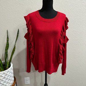 BP. Juniors ruffled long sleeve knitted sweater size small dolman round neck